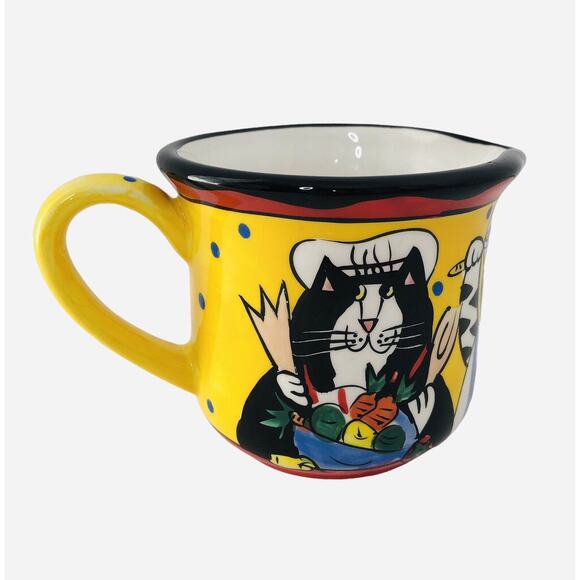 Catzilla Cat Creamer Candace Reiter Ceramic Colorful Tabby Kitty Chefs - Picture 2 of 8